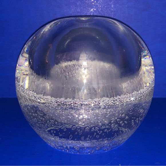 Décor Accent Abstract Art Polished Glass orb Sphere Bud Vase Paperweight Bubbles - Picture 4 of 9